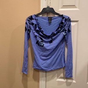 INC cowl neck long-sleeved floral print top